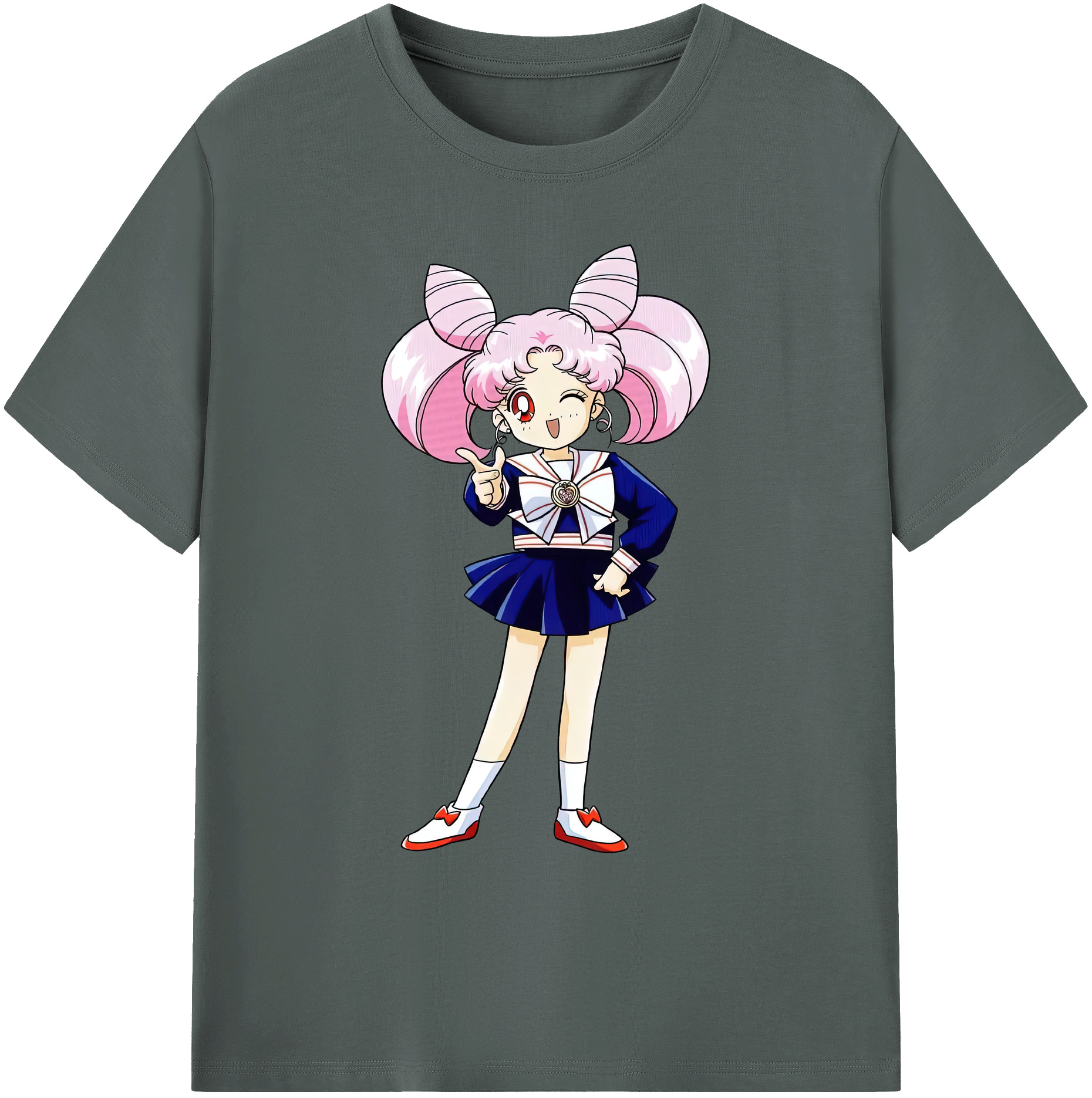 （画像用） 美少女戦士セーラームーン ちびうさ Sailor Moon Chibiusa Tsukino Usagi Small Lady Serenity 綿100％ メンズ半袖Tシャツ｜肌触りやわらか＆通気性